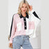 'Thalia' Black & Pink Colorblock Blouse - Celes Fashion